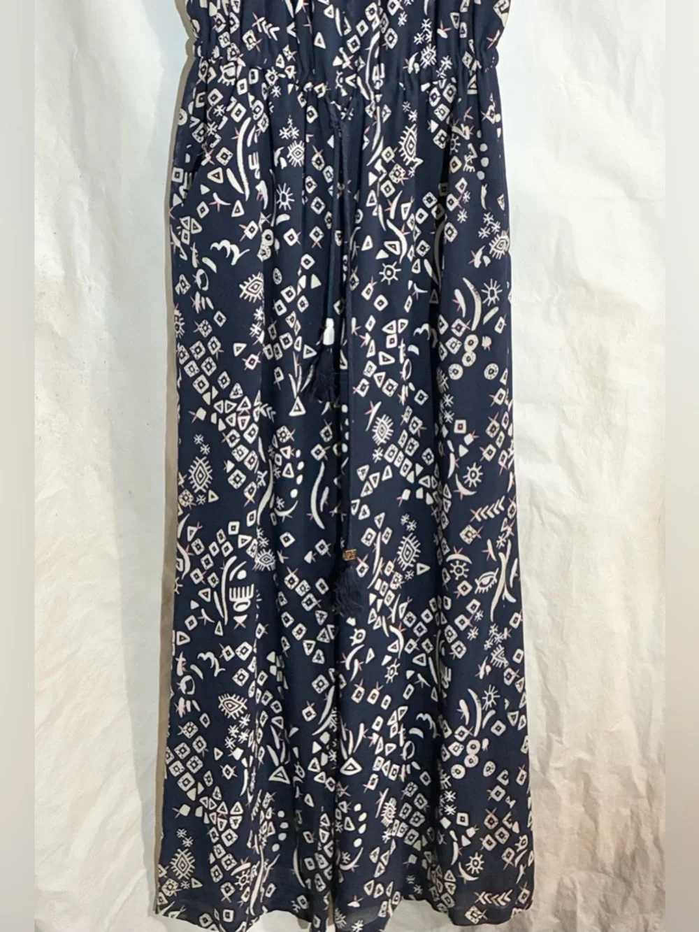 Tory Burch Ethnic Jumpsuit Sz XS Pockets Adjust Straps 1Pc whymsy Fairycore